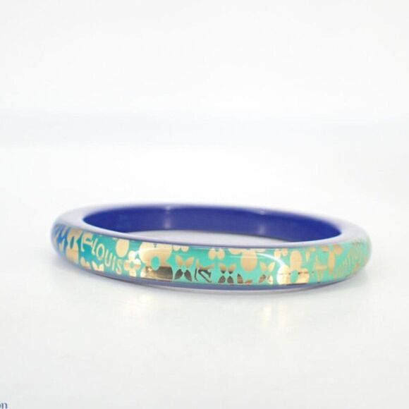 RARE Louis Vuitton Le Tropical Inclusion Bangle Blue Monogram Full Inclusion - Picture 5 of 5